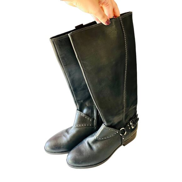 GEOX Repspira Alanis Dark Brown Black Leather Studded Riding Boots Shoes 39 - Picture 8 of 14